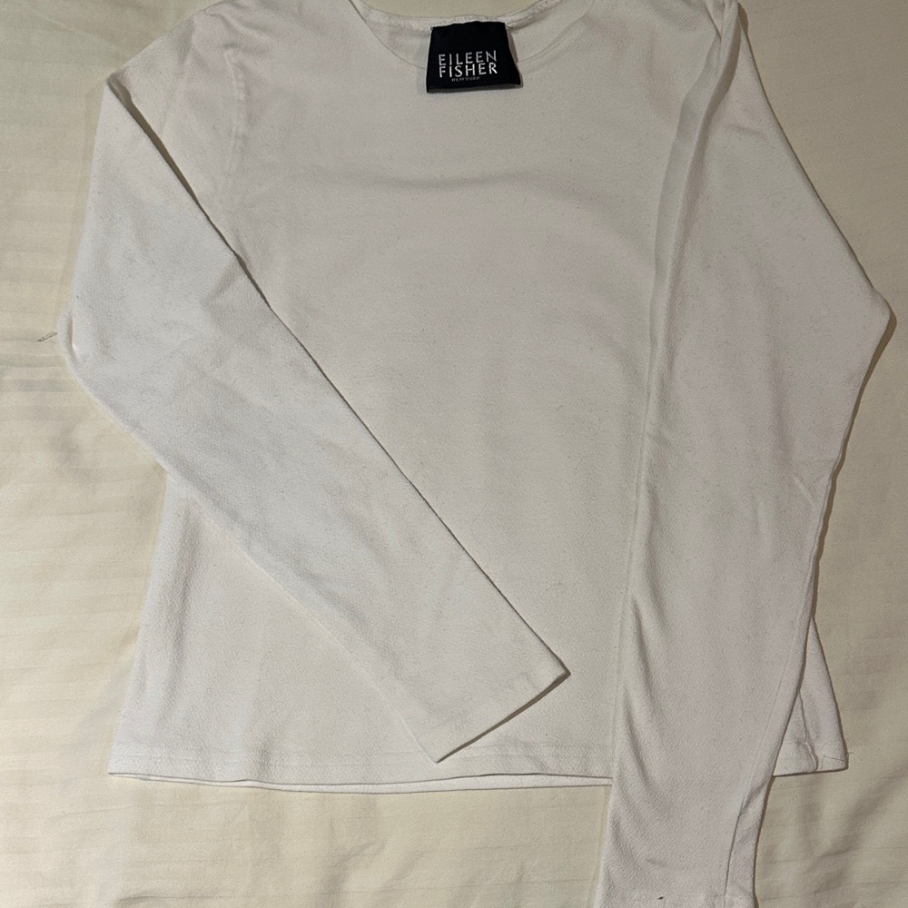 Eileen Fisher White Long Sleeve Shirt